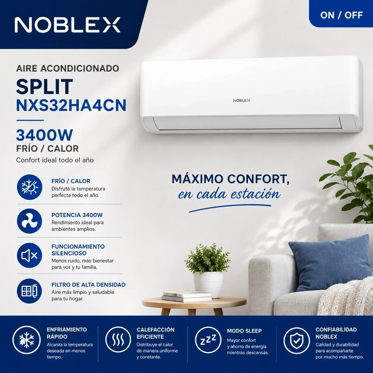 AIRE ACONDICIONADO NOBLEX 3400W