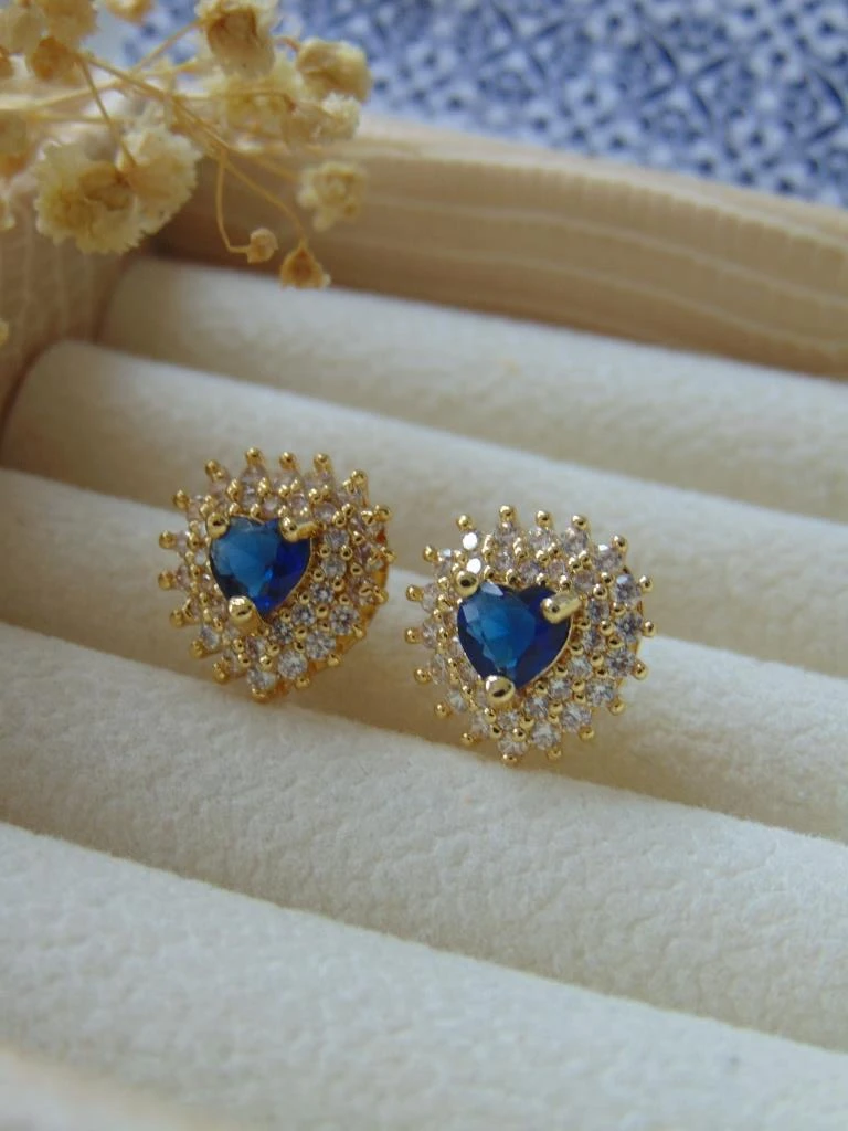TOPOS RODIO DOR CORAZON AZUL MICROCIRCONES BLANCO 2