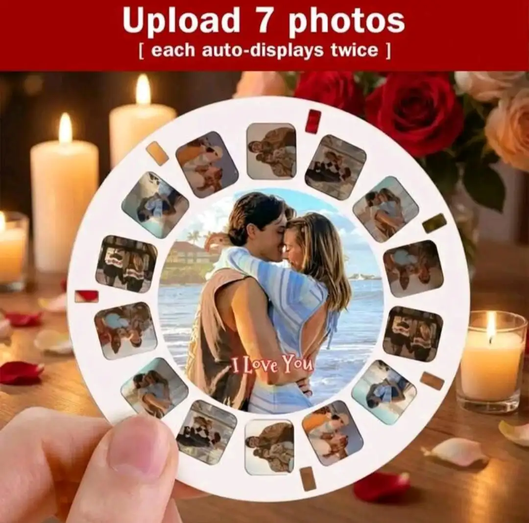 1 pieza Proyector de diapositivas 3D hecho a mano personalizado, película de diapositivas, visor DIY, regalo de foto personalizado para el Día de San Valentín/Aniversario/Boda/Año Nuevo/Fiesta, recuerdos nostálgicos, regalo de cumpleaños/aniversario/Día de San Valentín/Acción de Gracias/Día de la Madre/Día del Padre, recuerdo de pareja retro, regalo para recién casados 3
