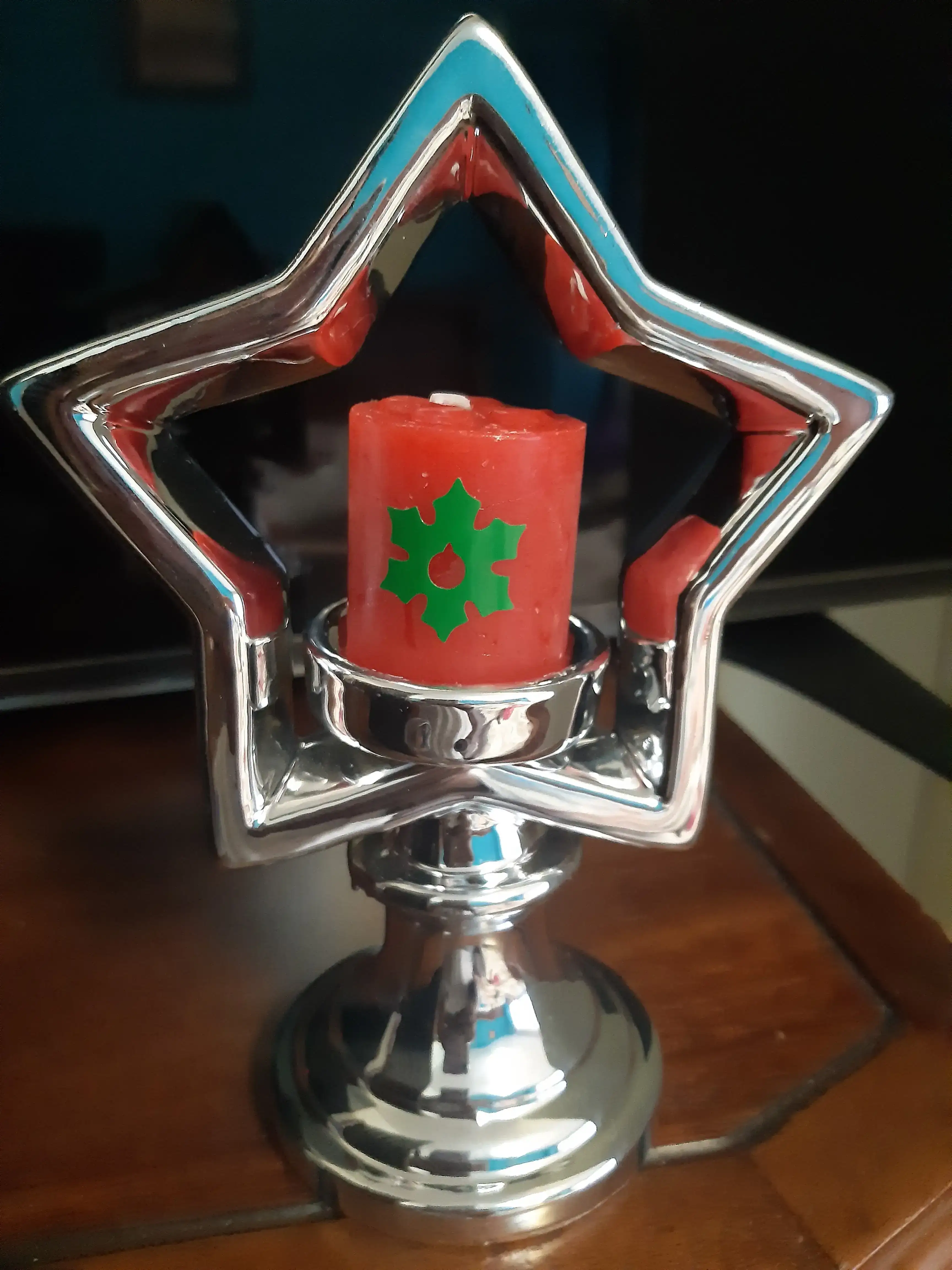 Candelabro estrella plateada