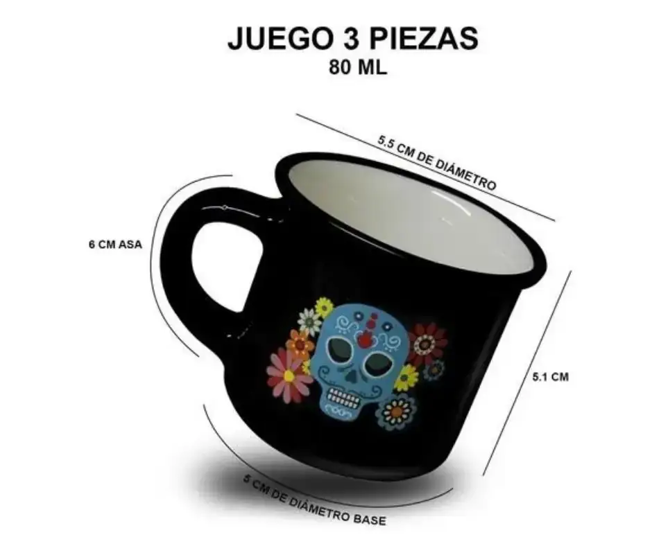 Mini tazas Expresso, tequilero 3 piezas  4