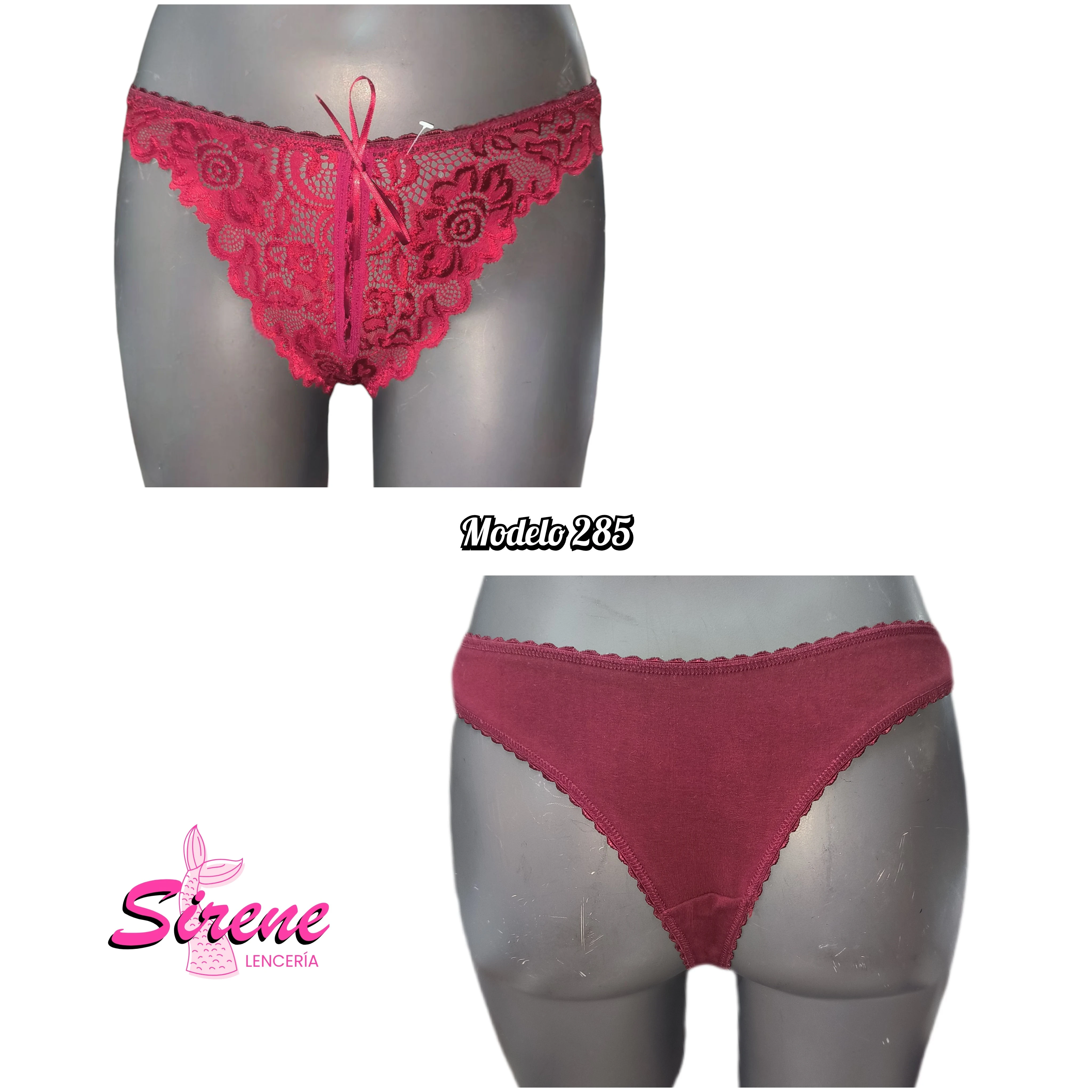 Tanga de licra algodón con encaje