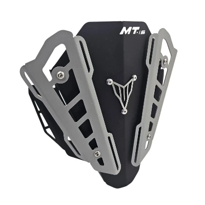MT 15 Cupula acero negro logo 3d cromado incluye aletas grises par ML