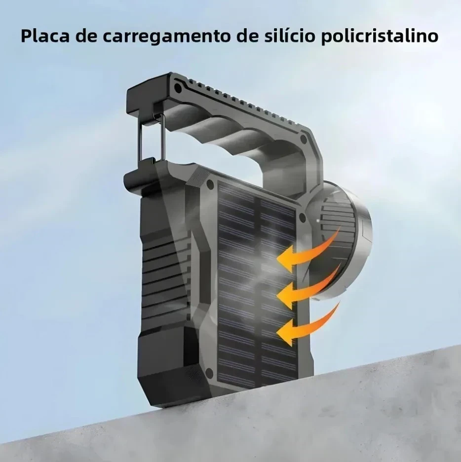 Linterna Solar Luz blanca y Colores Emergencia Multifuncional 4