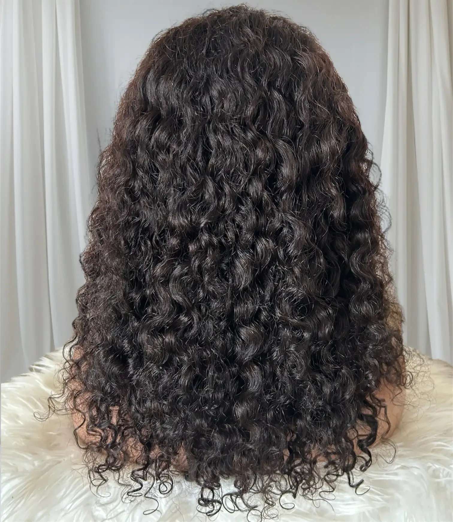 Peluca Rizada cabello humano 18 pulgada, frontla lace 4x4 glueless,180% densidad  3