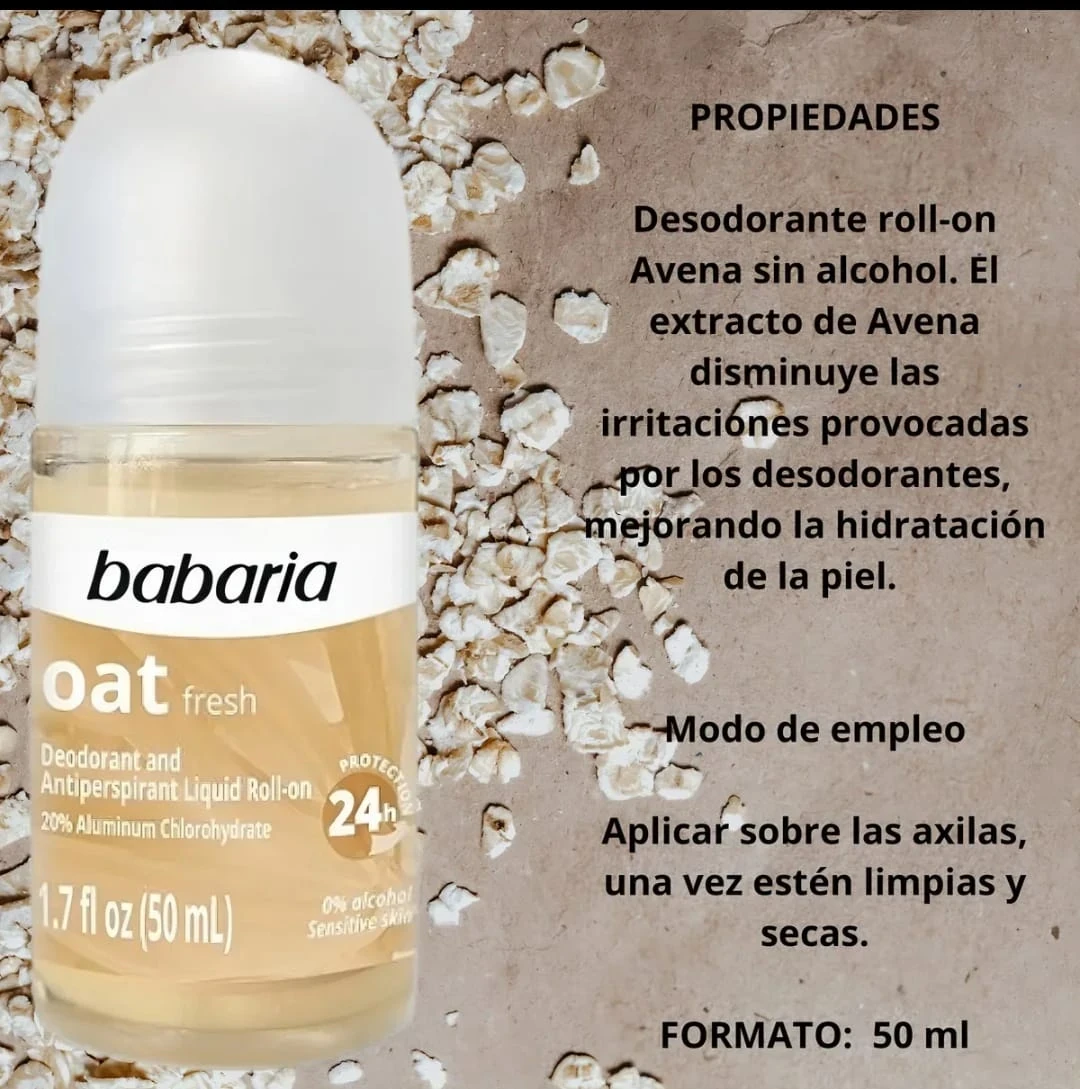 babaria desodorante en rollong avena 50g
