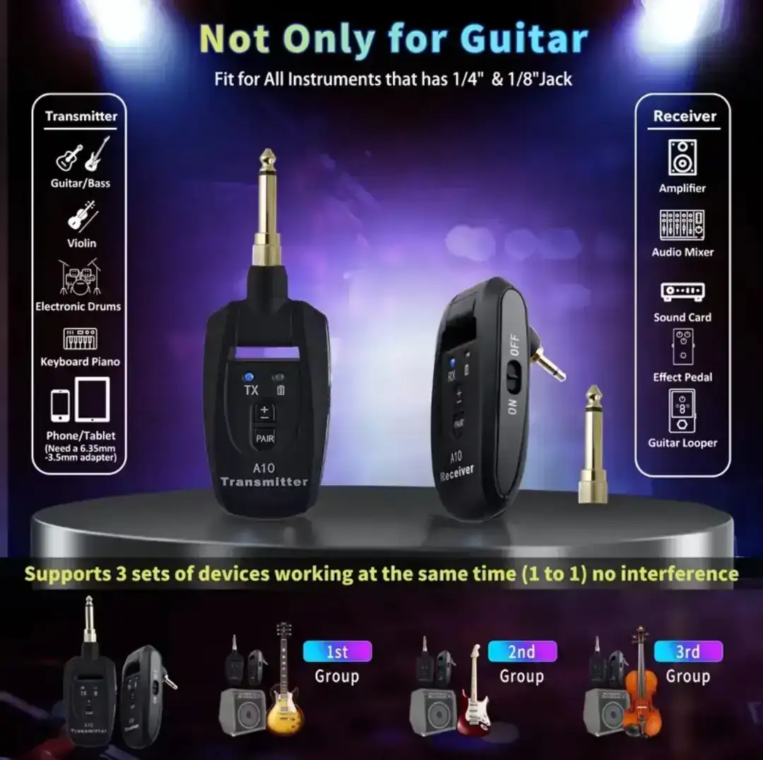 Sistema Inalambrico Con Micrófono para Guitarra Acústica  4