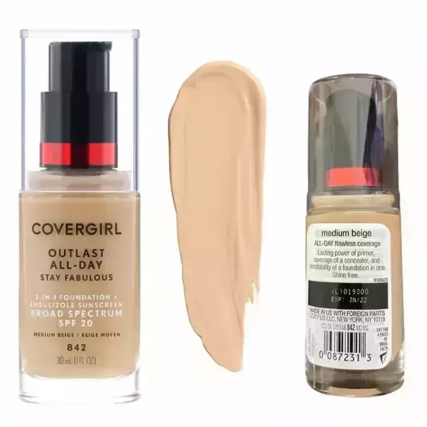 Base de maquillaje Covergirl Outlast all day 3-en-1. Spf20-varios tonos