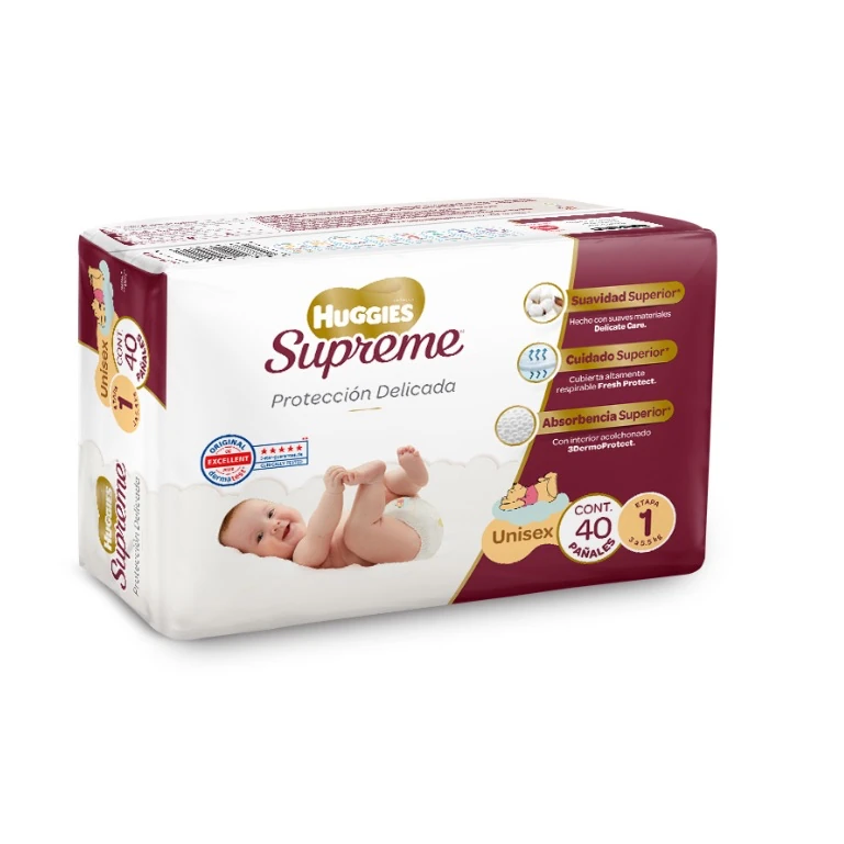 Pañal huggies supreme unisex etapa 1, 40 pzs