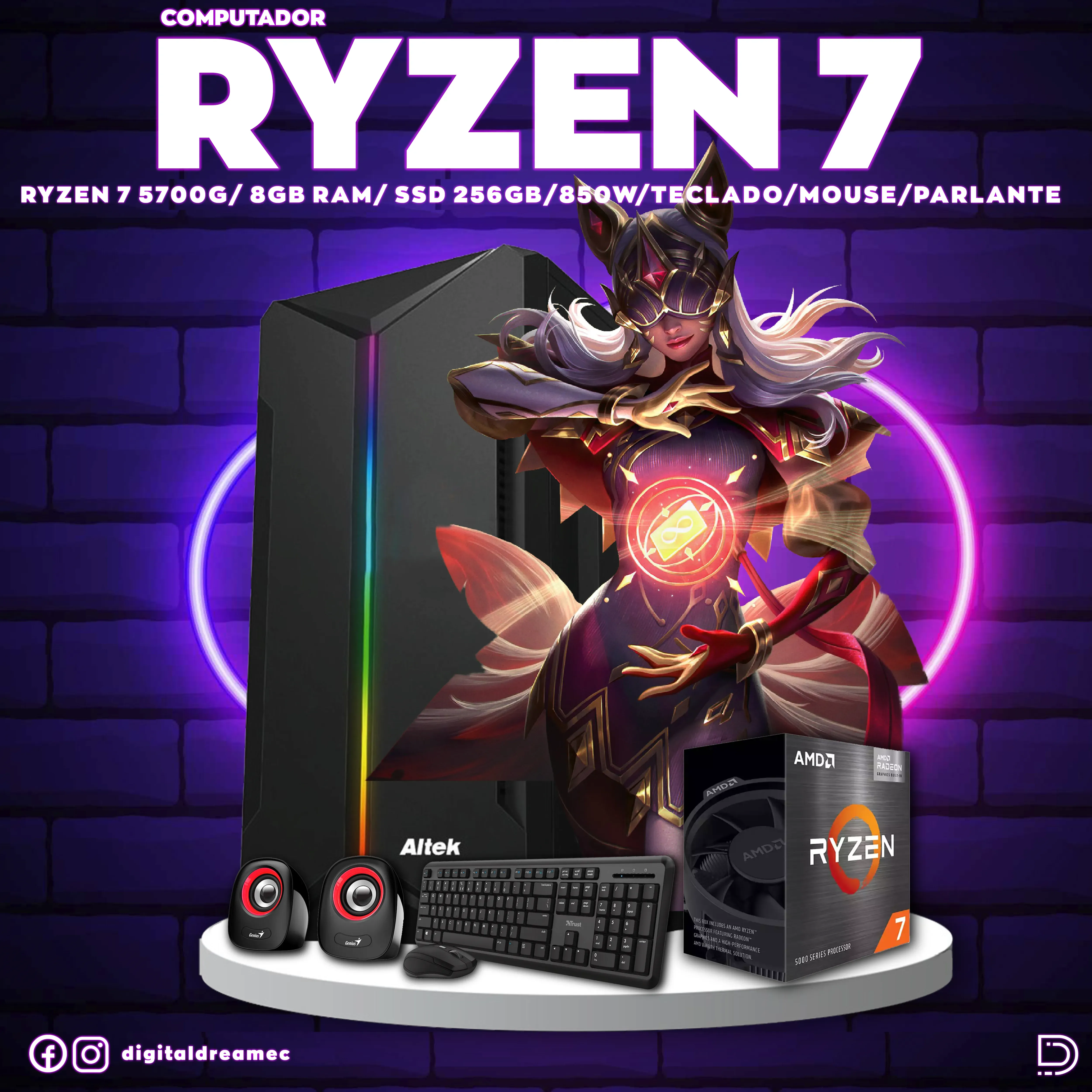 RYZEN 7 5700G 8GB RAM 256GB SSD