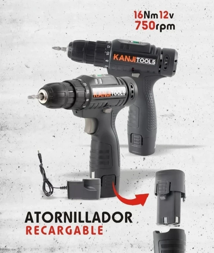 ATORNILLADOR INALÁMBRICO KANJI TOOLS 12V NEGRO 2