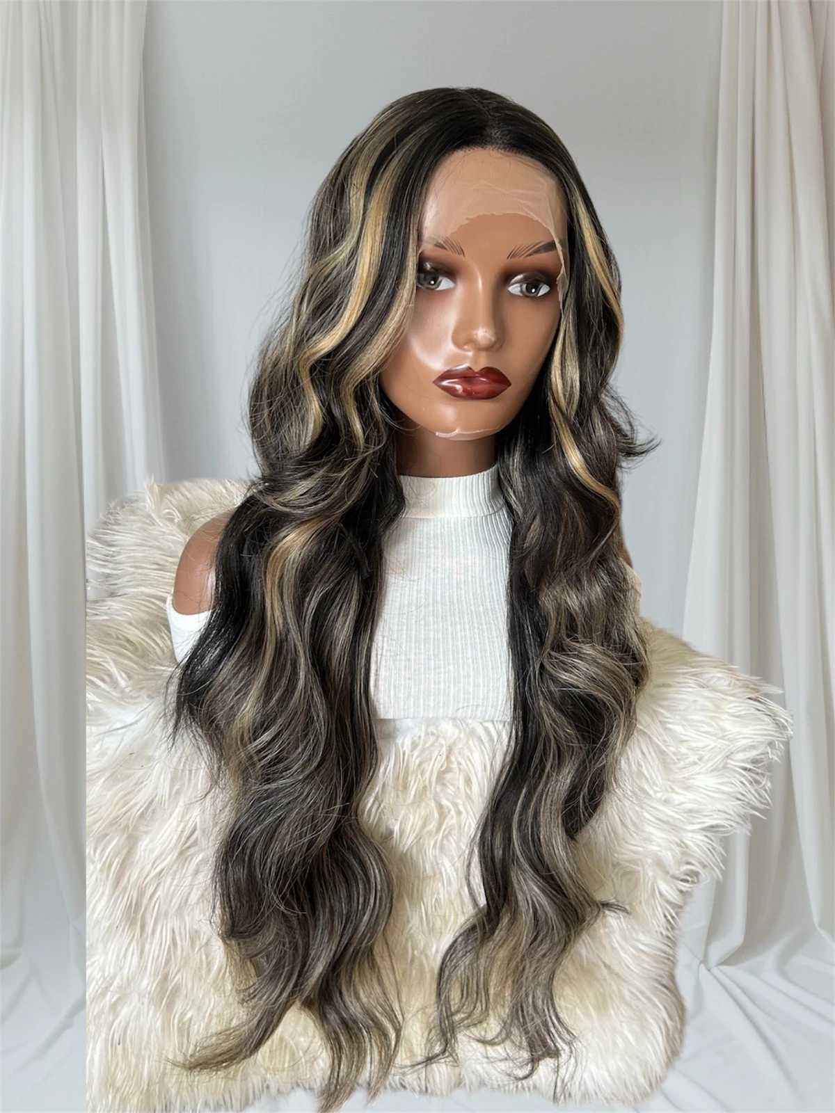 Peluca semi natural de 30" pulgadas, frontal lace 13x1 2