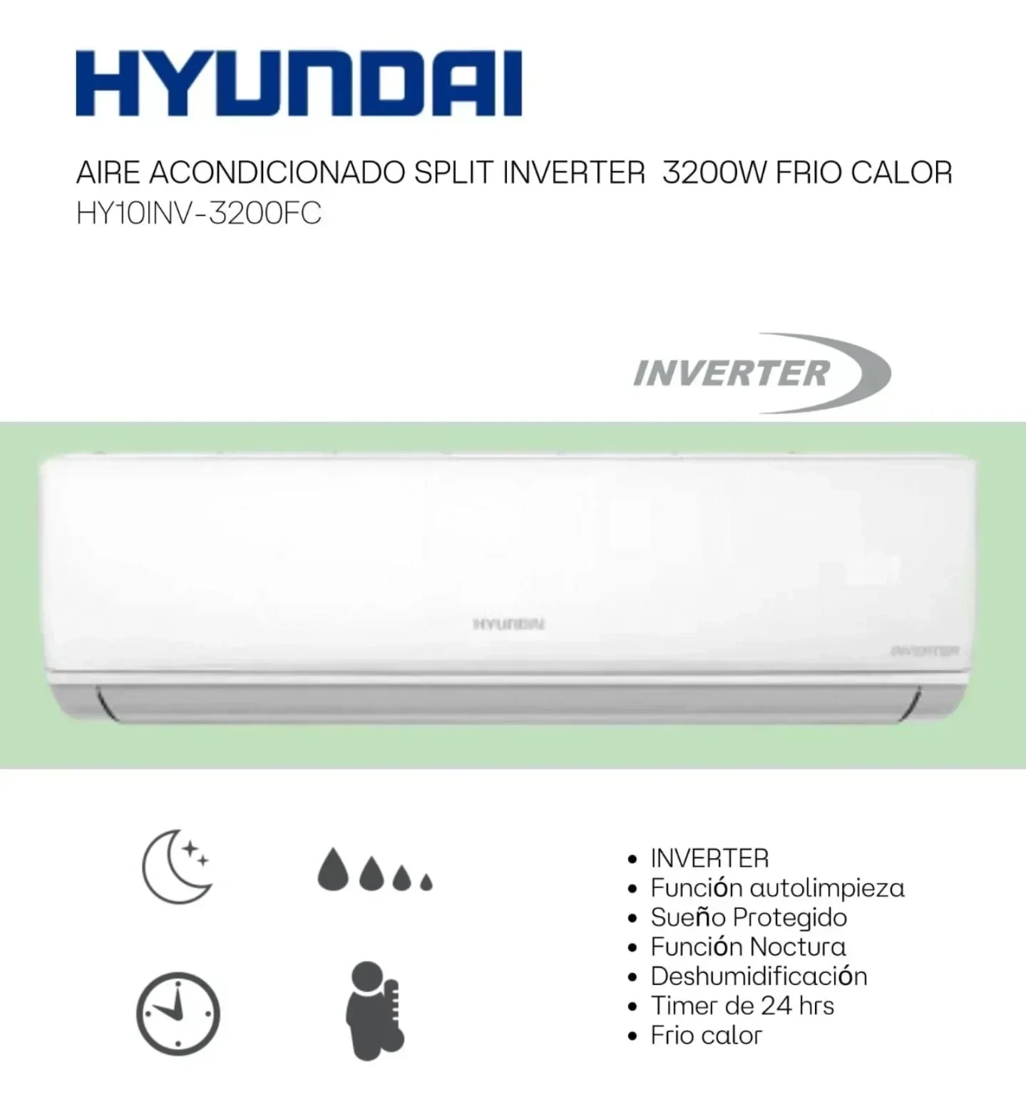 AIRE ACONDICIONADO HYUNDAI 3200W INVERTER