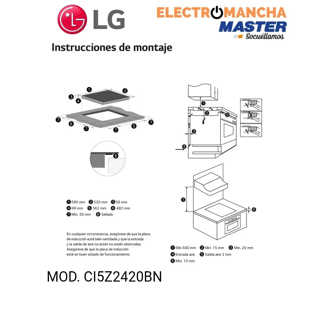 ENCIMERA INDUCCION LG CI5Z2420BN 3 FUEGOS 28CM. 8