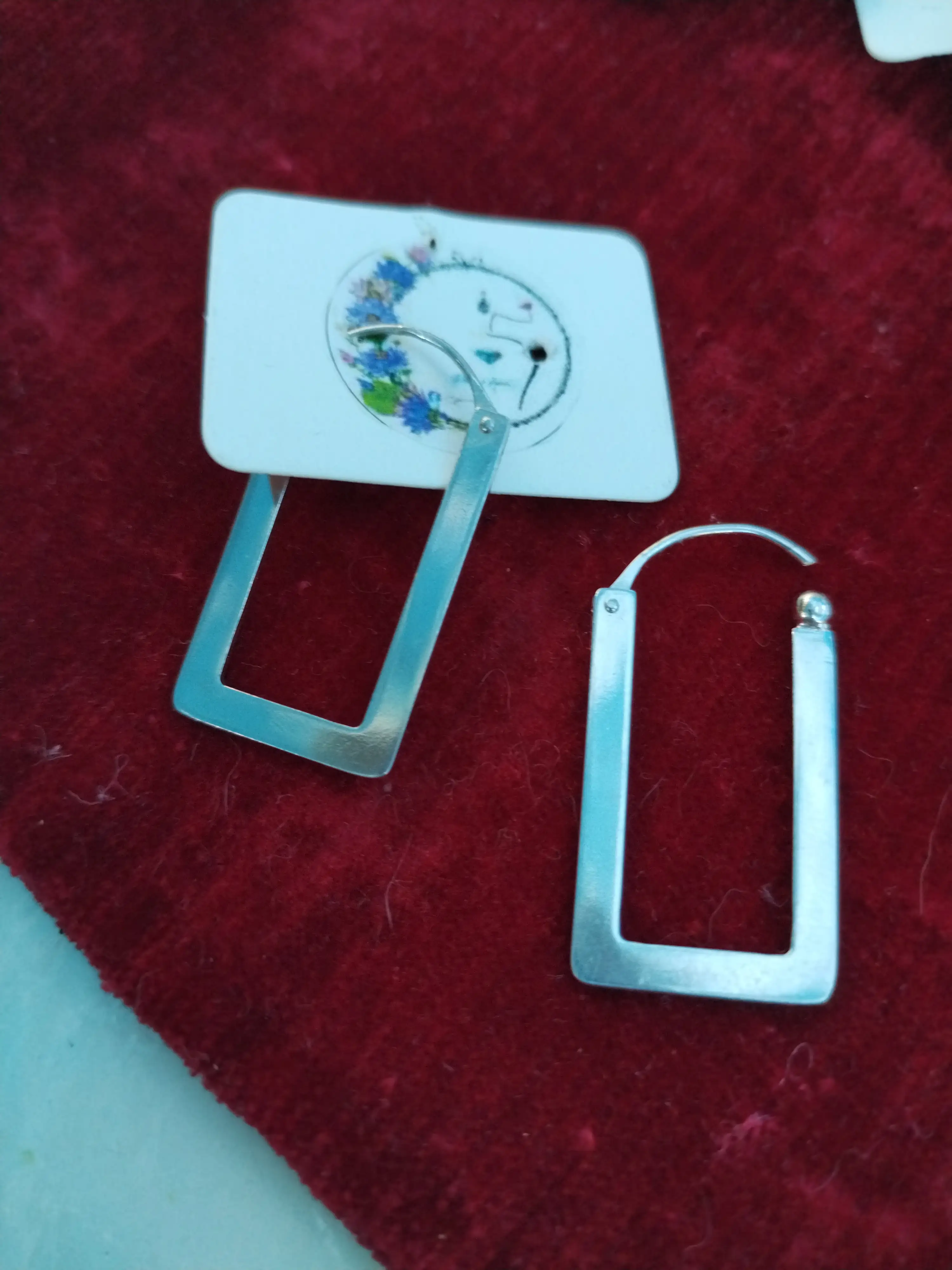 🌵 Arracadas rectangular plata
