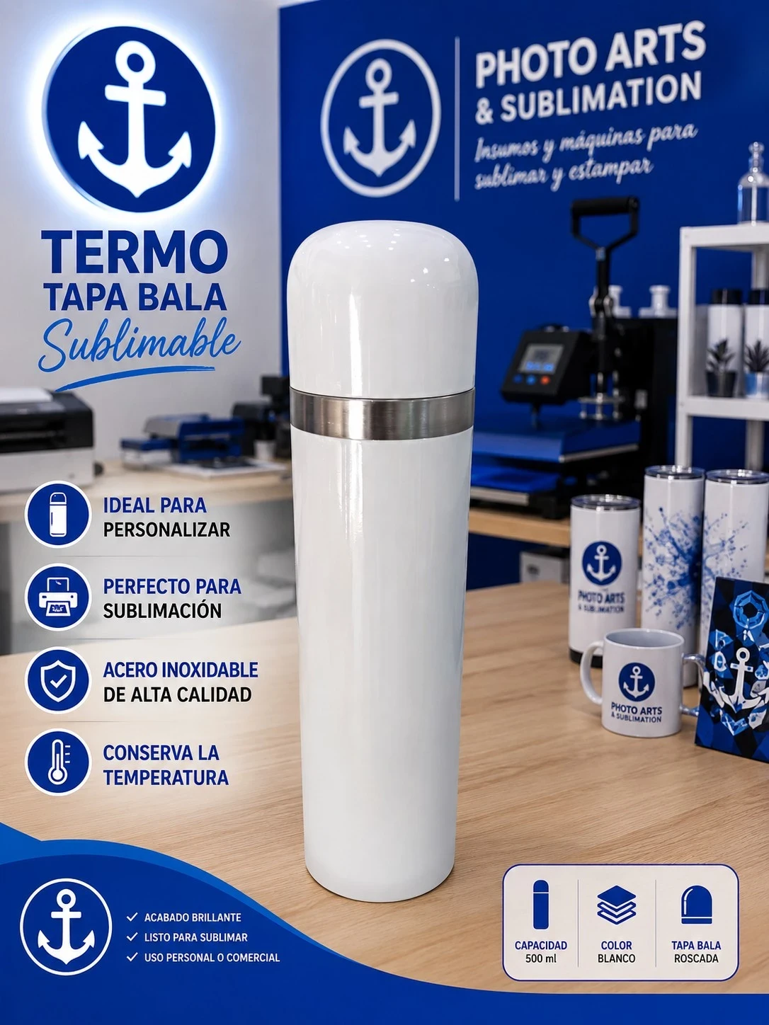 Termo Tapa Bala Sublimable