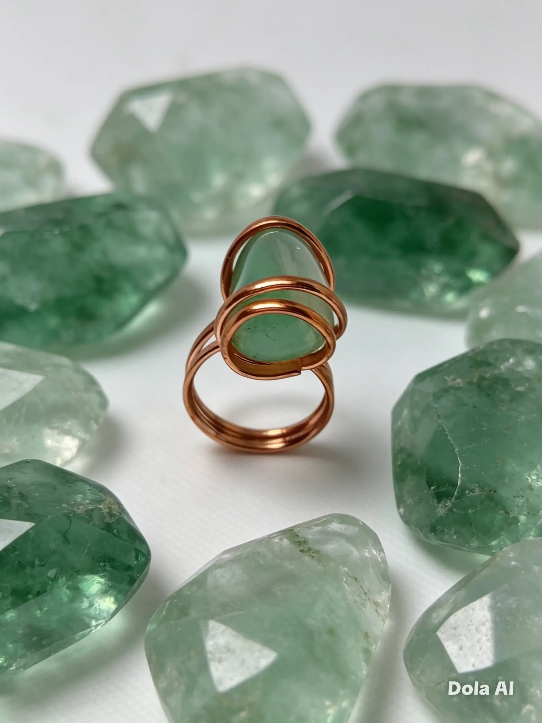 Anillo piedra natural venturina verde 