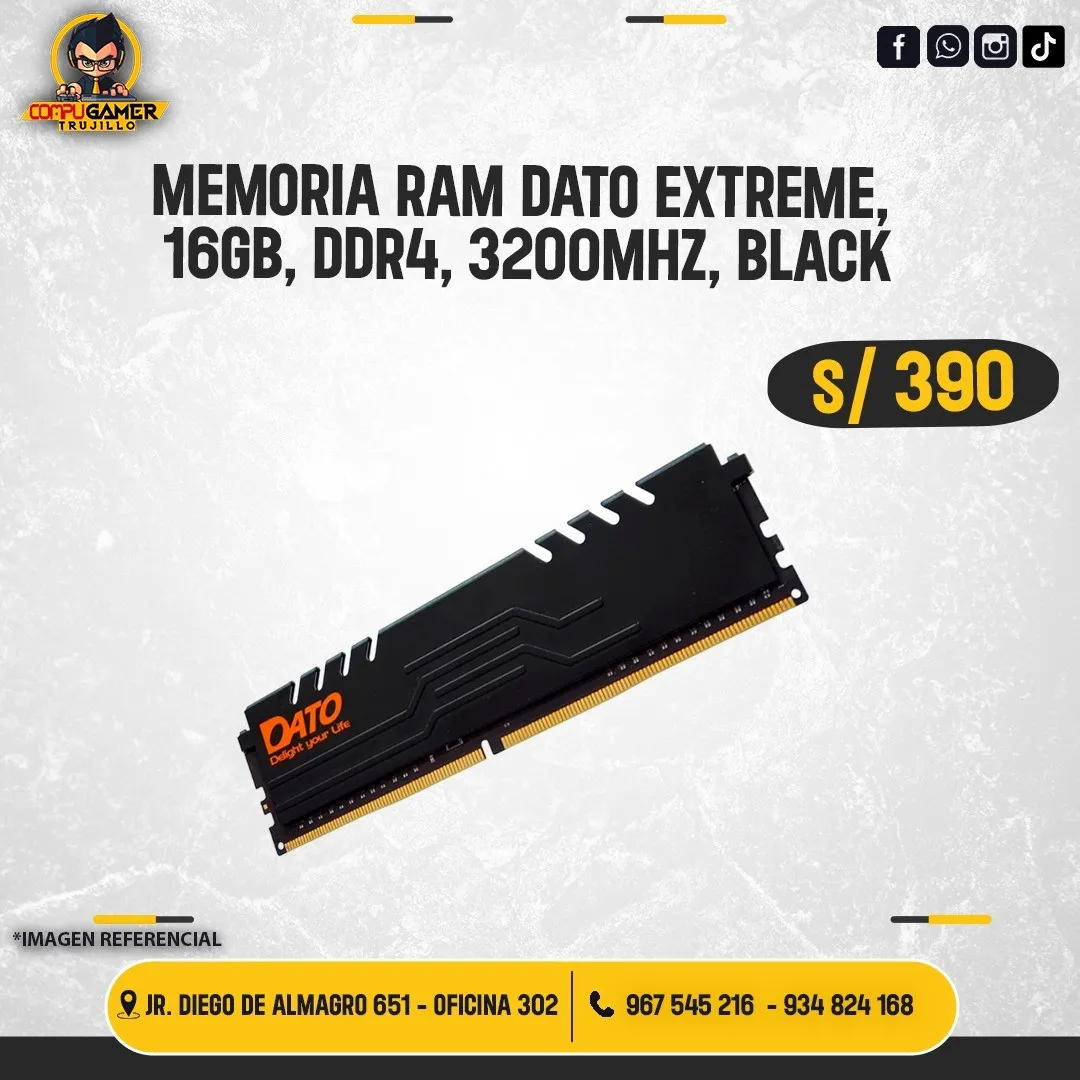MEMORIA RAM DATO EXTREME, 16GB, DDR4, 3200MHZ 