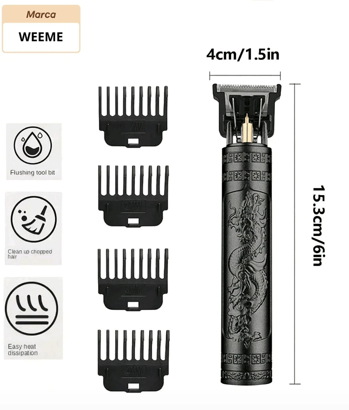 Máquina Patillera Profesional Inalámbrica WEEME - Edición Dragón Imperial
