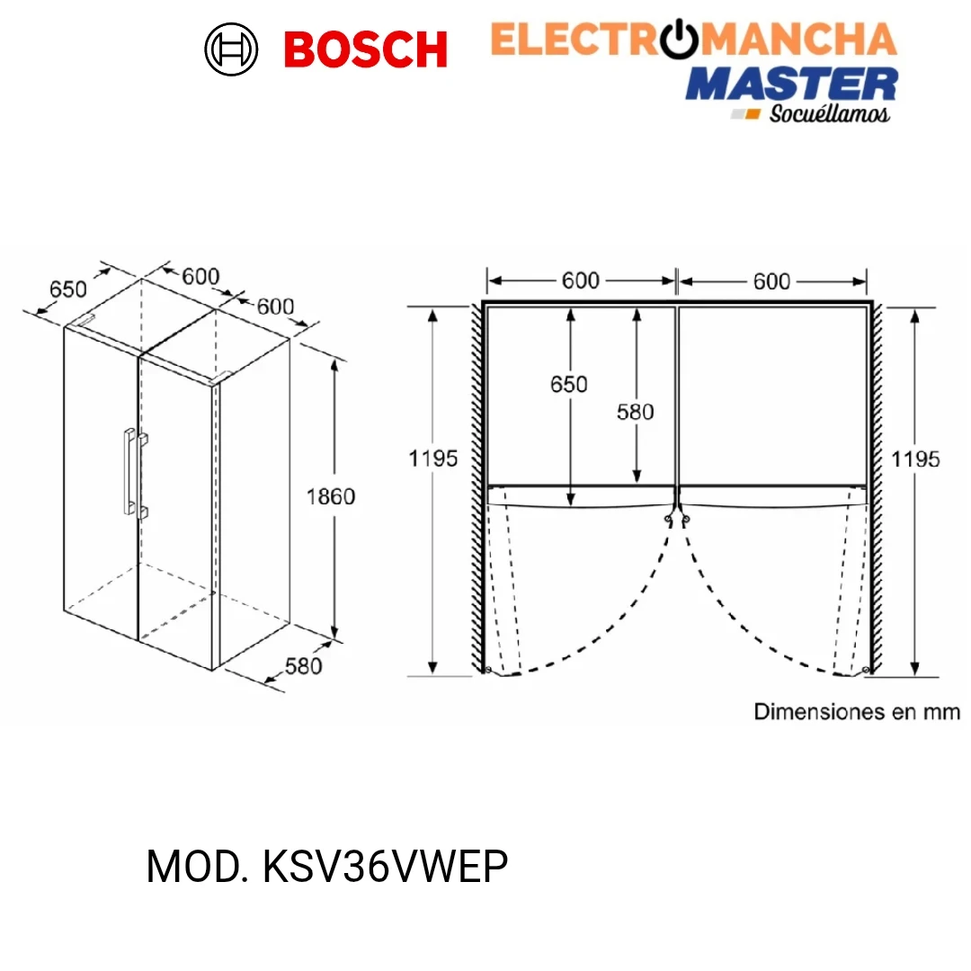 FRIGO 1 PUERTA BOSCH KSV36VWEP 1,86*60 BLANCO E 10