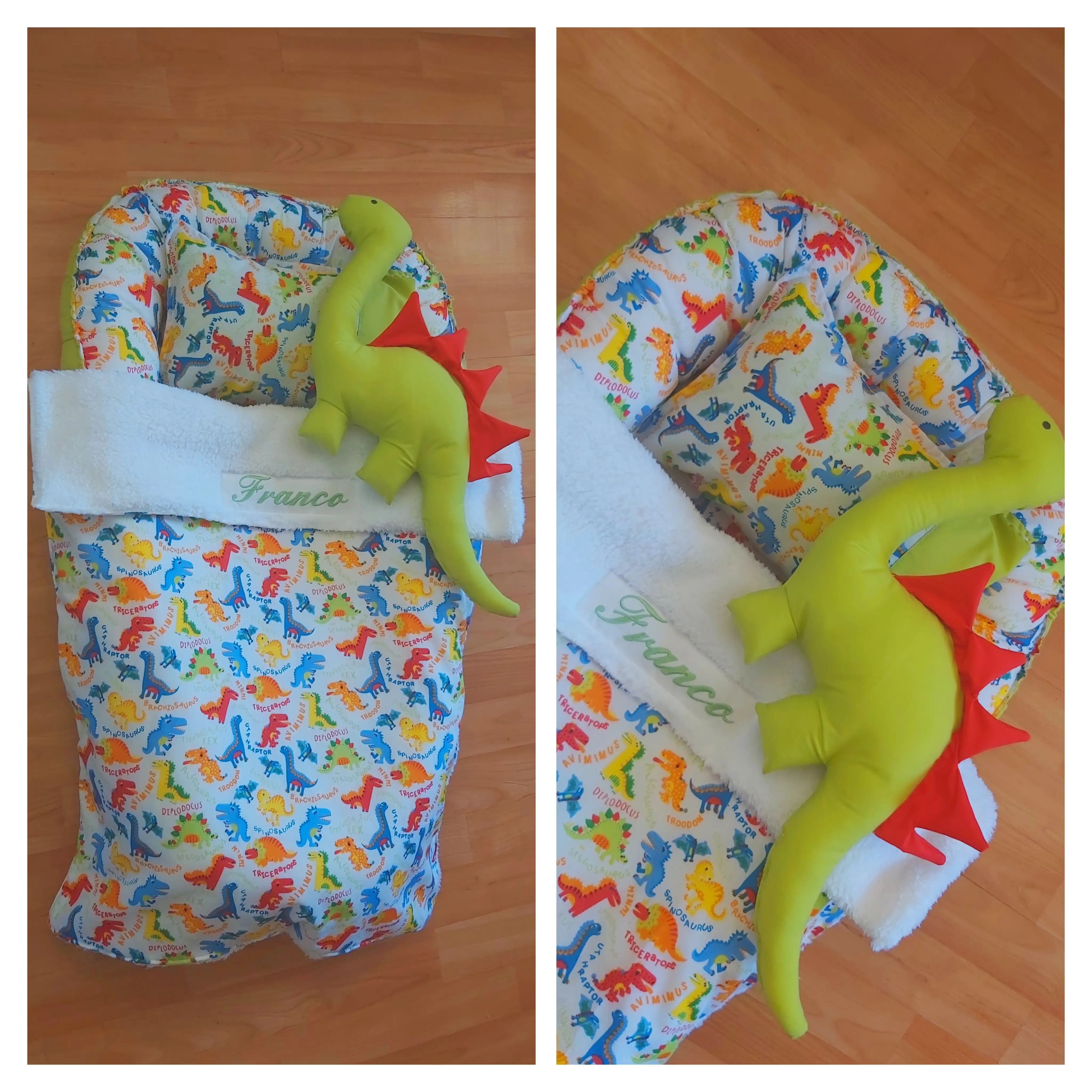 Set dinosaurio ,Nido + manta + Cojin lactancia  2