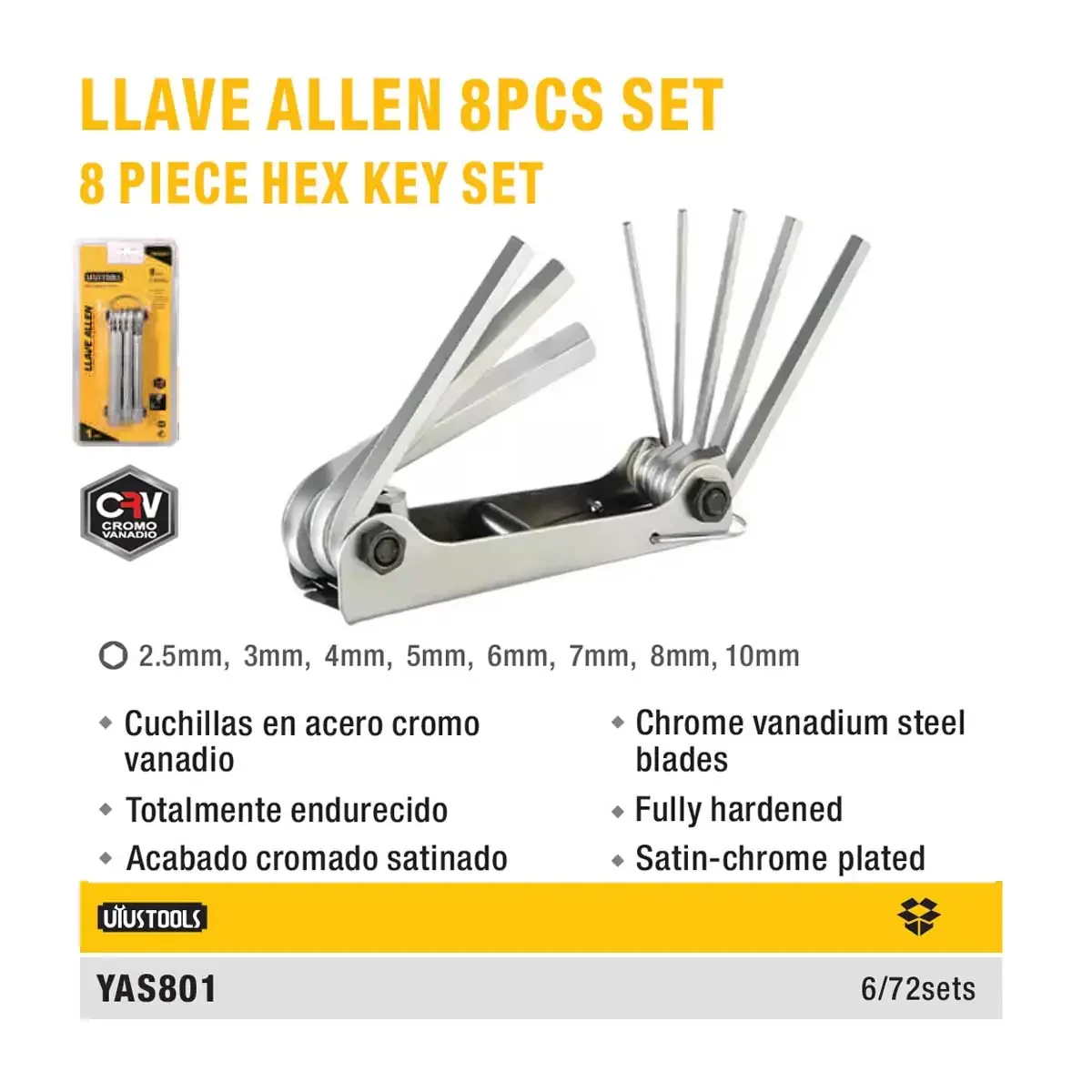 SET LLAVES ALLEN UYUST LLAVERO de 8PZ