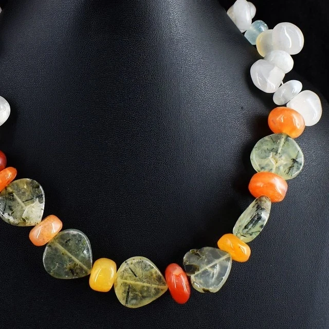 Collar auténtico de múltiples piedras semipreciosas 