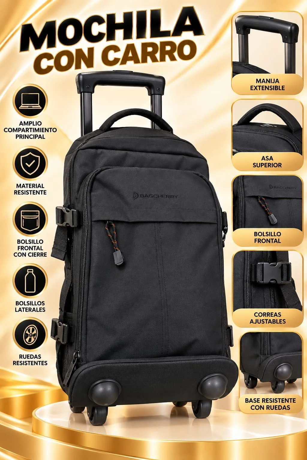 MOCHILA CON CARRO NEGRA