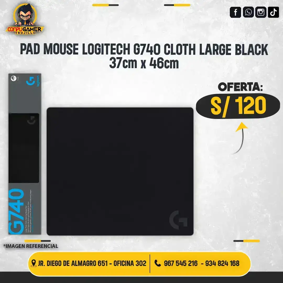 PAD MOUSE LOGITECH G740 CLOTH LARGE BLACK 37*46