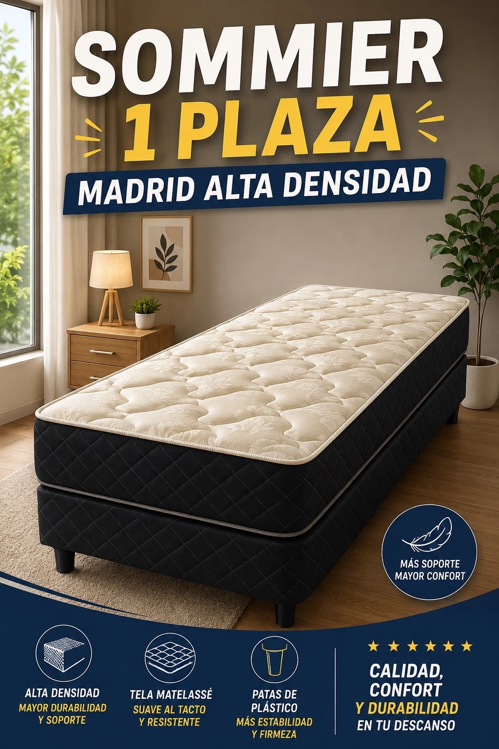 SOMMIER 1 PLAZA MADRID ALTA DENSIDAD