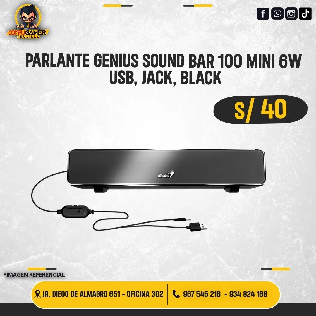 PARLANTE GENIUS SOUND BAR100 BLACK