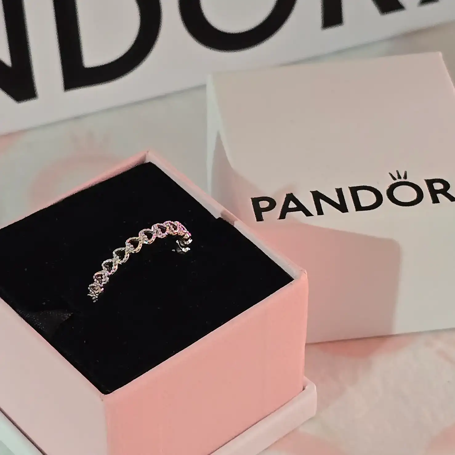 Pandora band of hearts ring silver