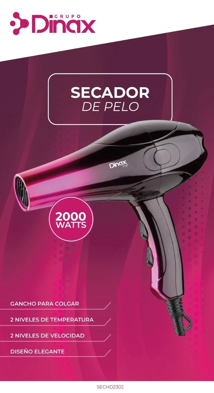 SECADOR DE PELO DINAX 2000W 