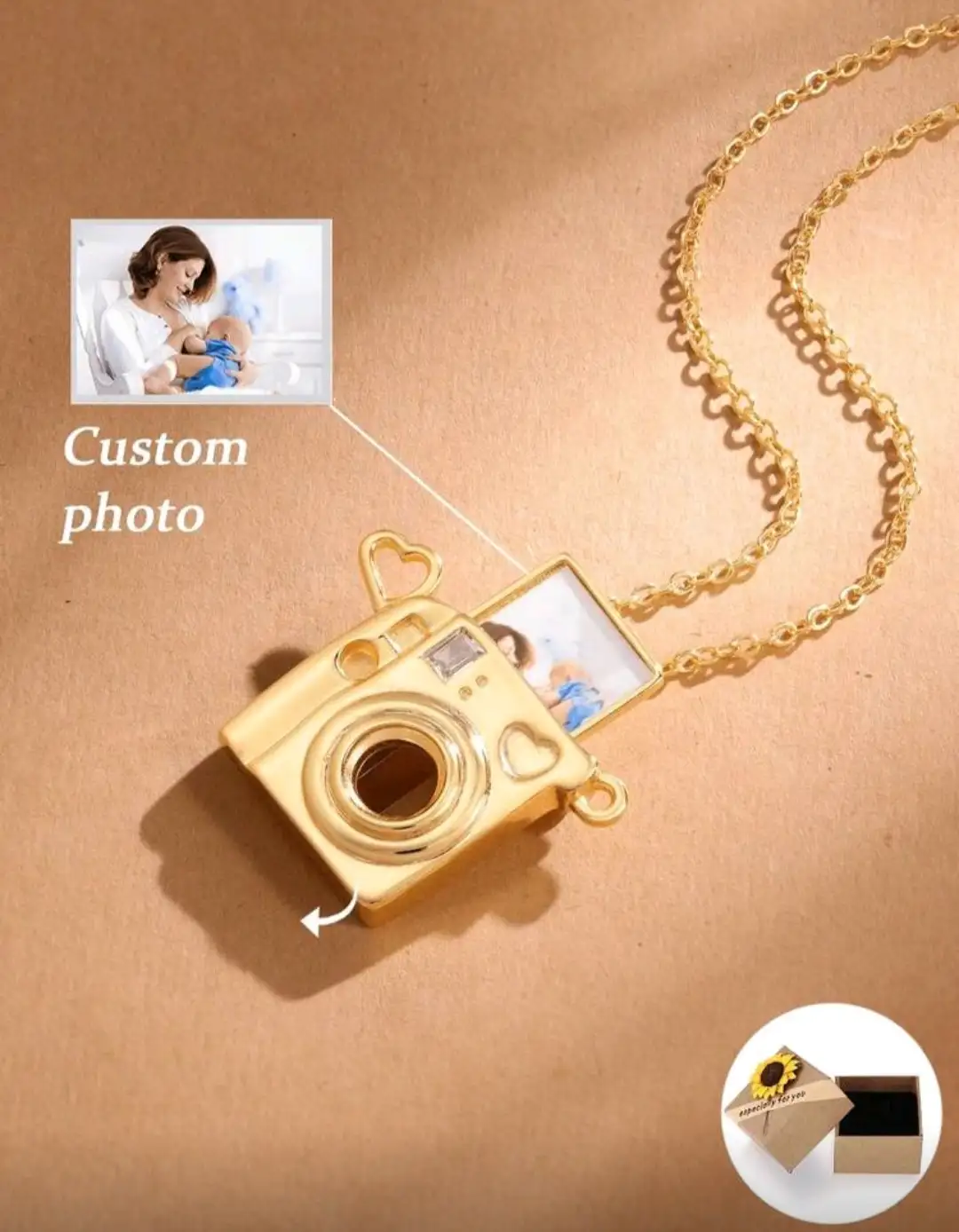 Un collar con colgante personalizable con forma de cámara, un regalo especial para tu novia/amiga/madre/hija, un regalo para el Día del Padre, un regalo para papá, un collar con foto y cadena personalizada, adecuado para familia, parejas y mascotas, apto para uso diario, cumpleaños, San Valentín, aniversarios y otras ocasiones.