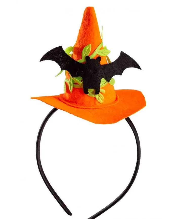 Vincha pañolenci gorro bruja naranja 