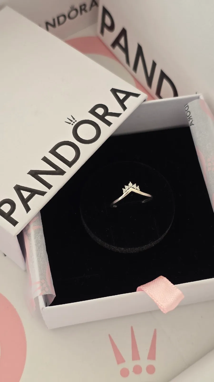 pandora wishbone tiara silver ring