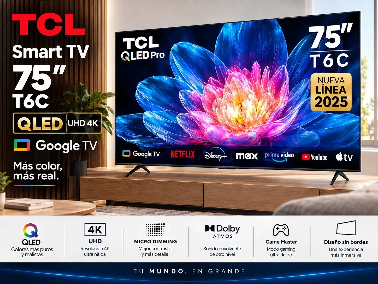 SMART TV TCL 75T6C QLED UHD GOOGLE TV‼️SOLO POR PEDIDOS ‼️