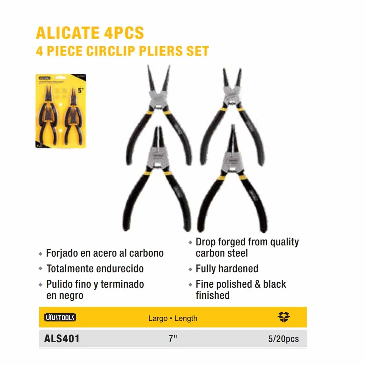 SET ALICATES CHAVETERO UYUST 4pz de 7" (178mm)