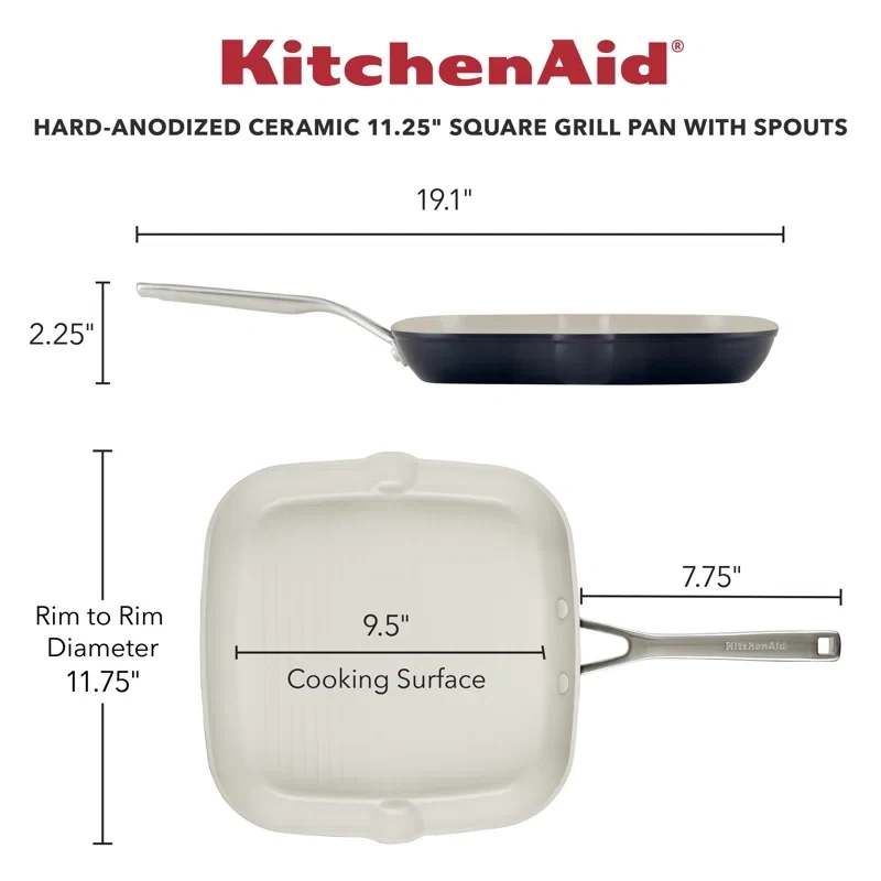 SARTEN KITCHENAID CUADRADA 29CM 84842 NEGRA ANTIADHERENTE