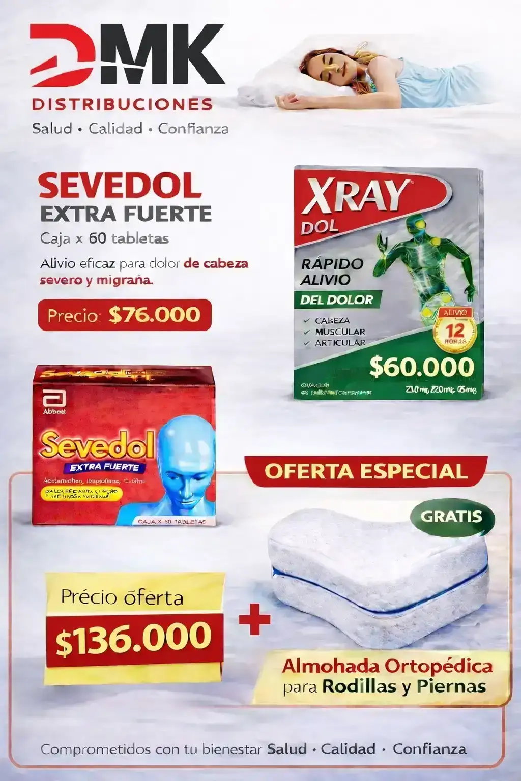 COMBO SEVEDOL EXTRAFUERTE X 60 + X RAY DOLL X 48 TABL OBS.CUCHILLO 6 PUESTO 