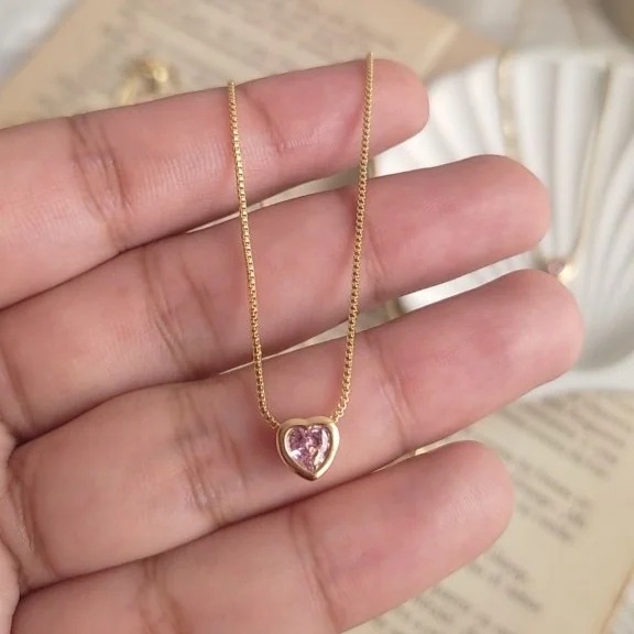 CADENA CORAZON ROSA