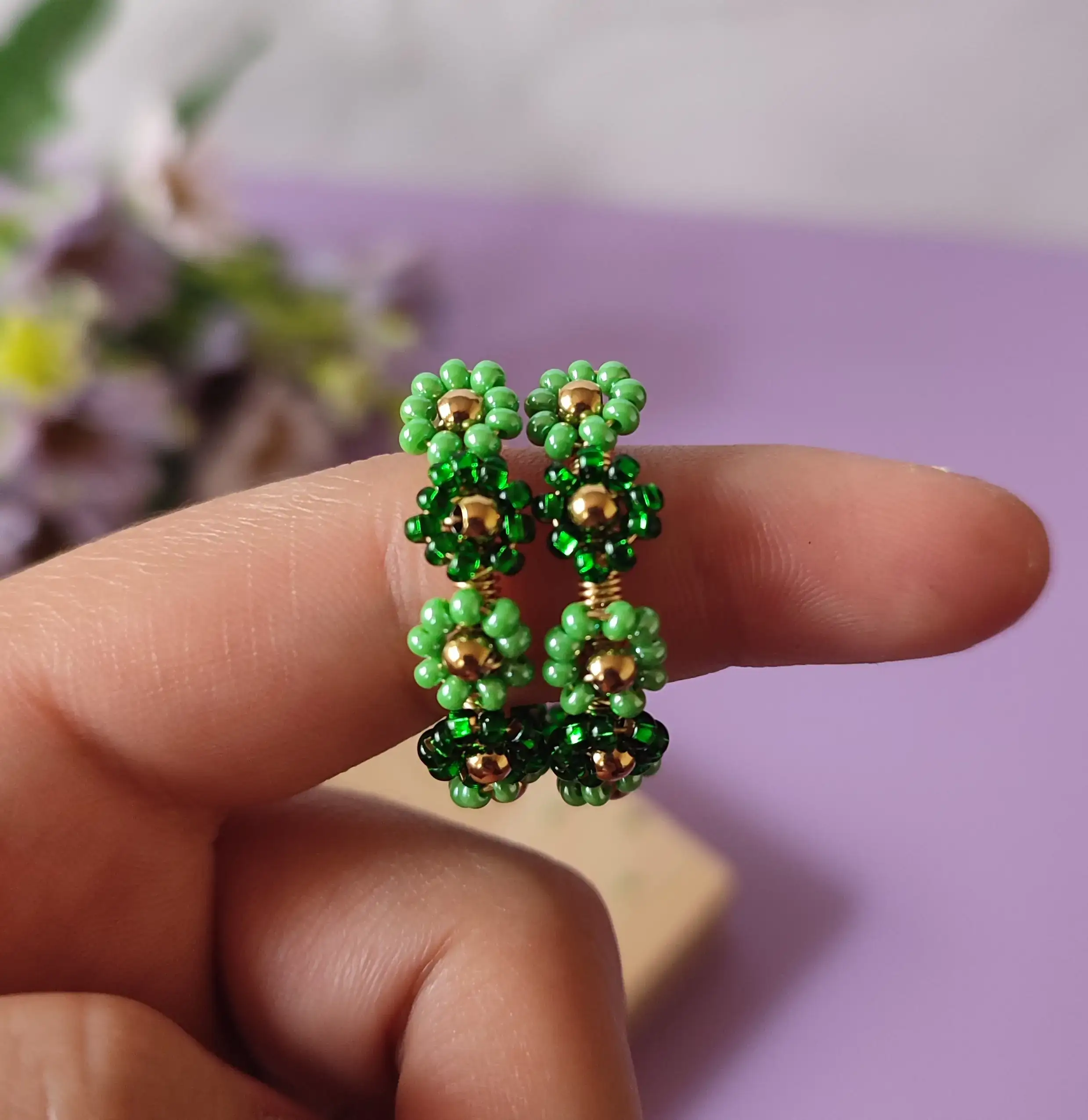 Green flower hoops ( Arracadas ) 2