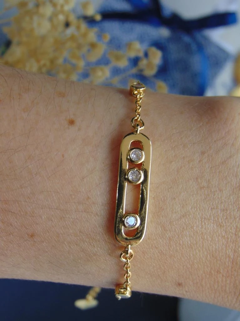 PULSERA RODIO DOR MSK MEDIO 3 CIRCONES  7MM | 17CM LARGO + EXTENSOR 2
