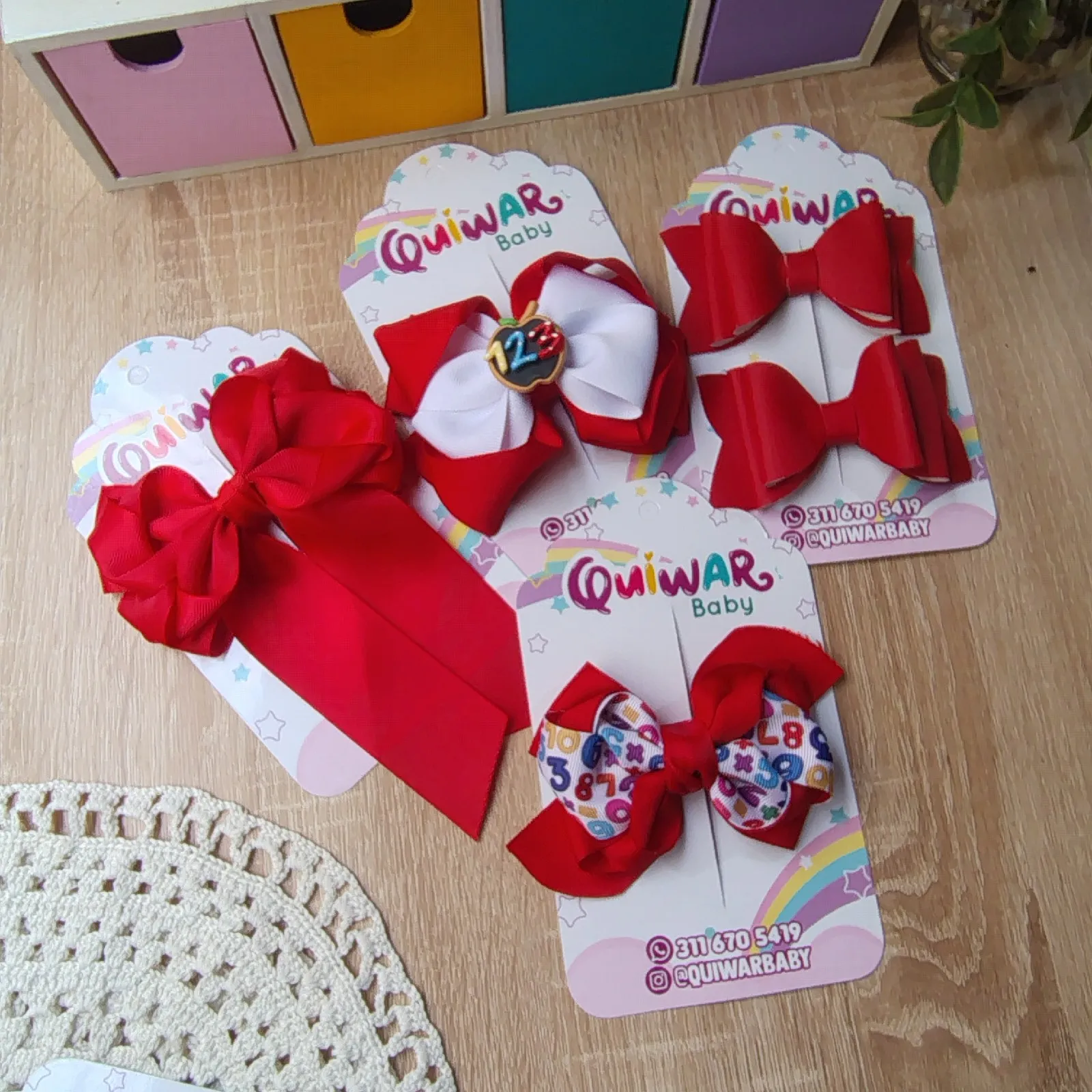 Set Escolar Rojo con Blanco