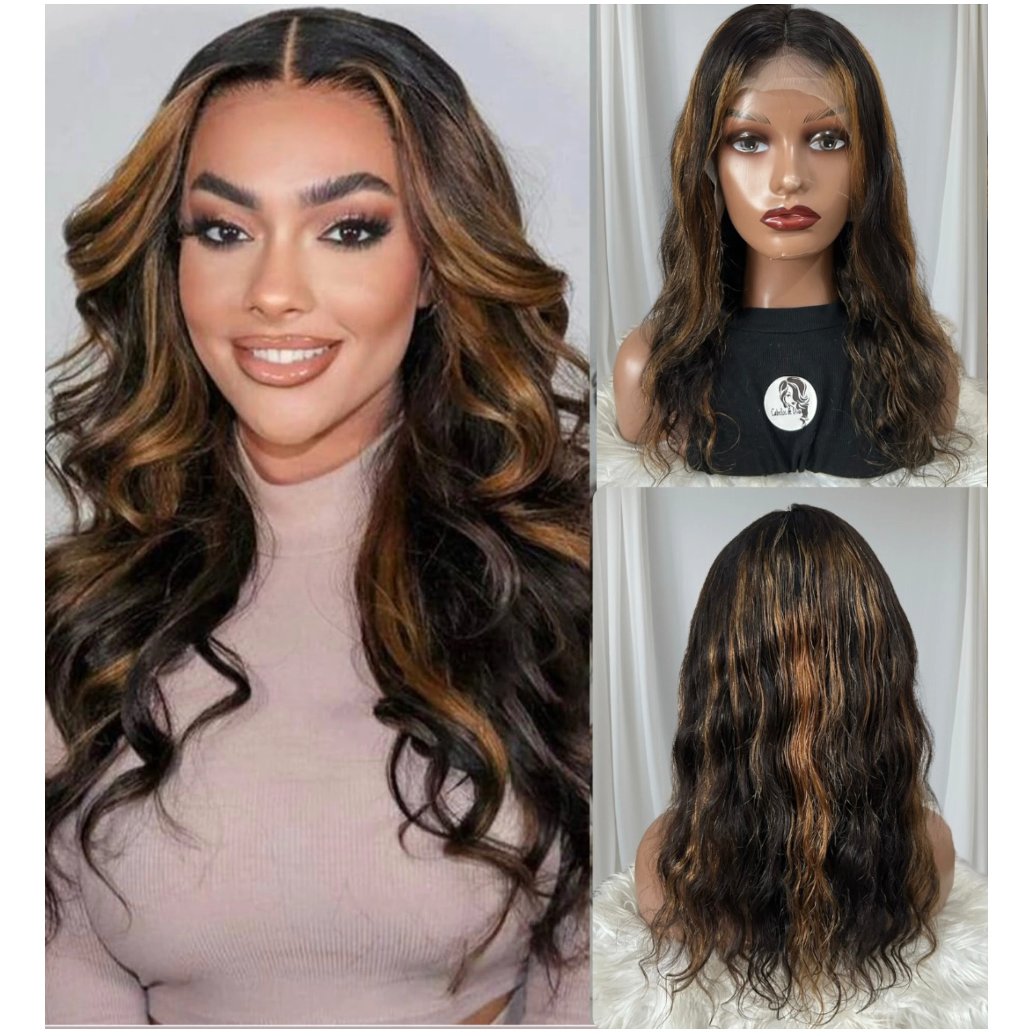 Peluca cabello humano 18 pulgadas , frontal lace 13x4 , 150% densidad 