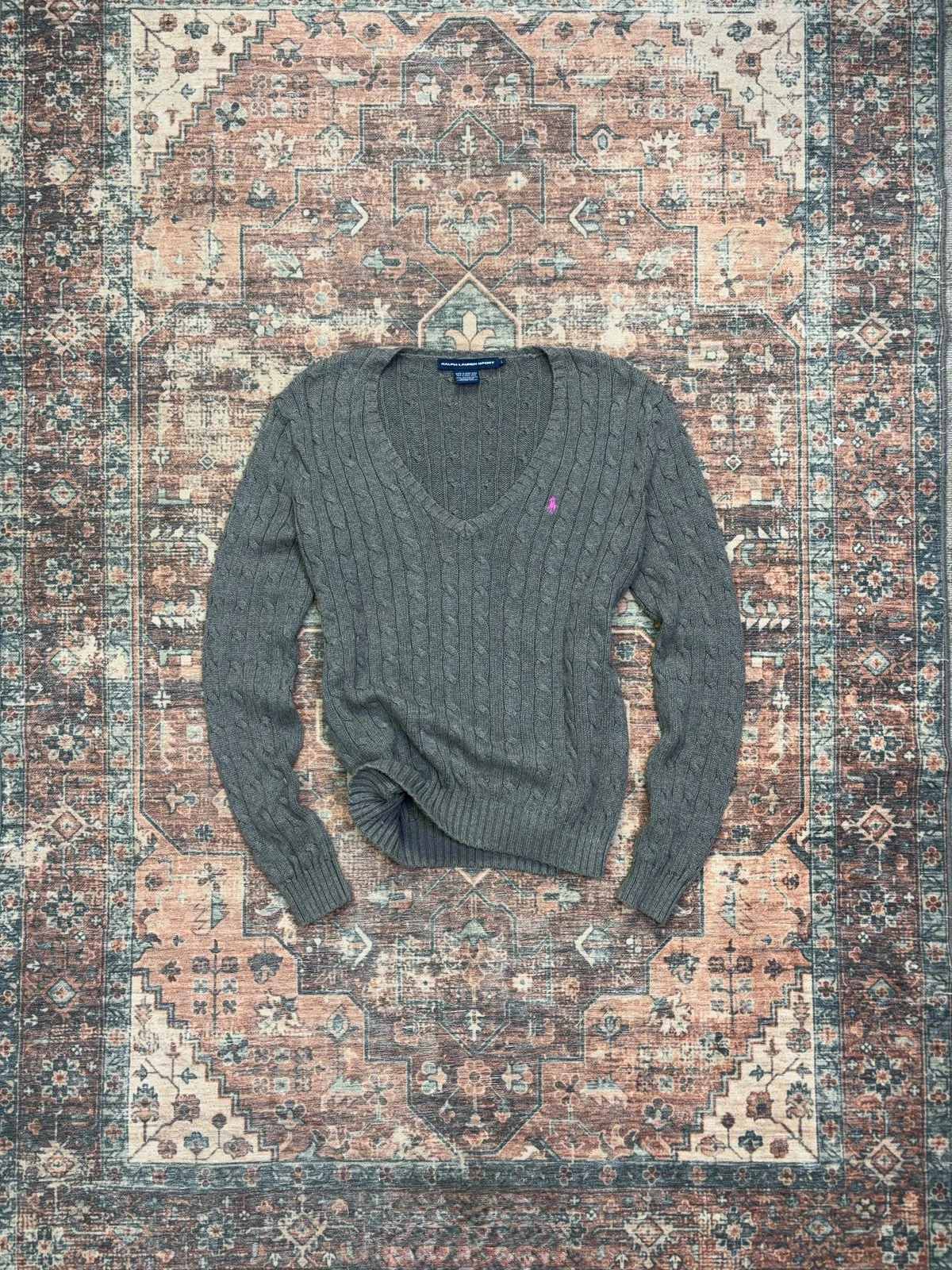 RALPH LAUREN SPORT CABLE-KNIT V-NECK SWEATER 2