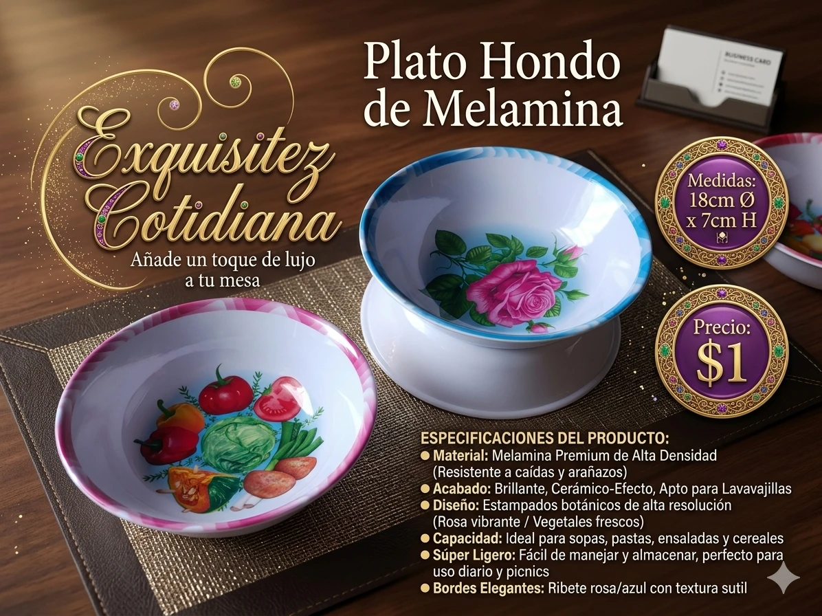 Plato hondo de melamina 