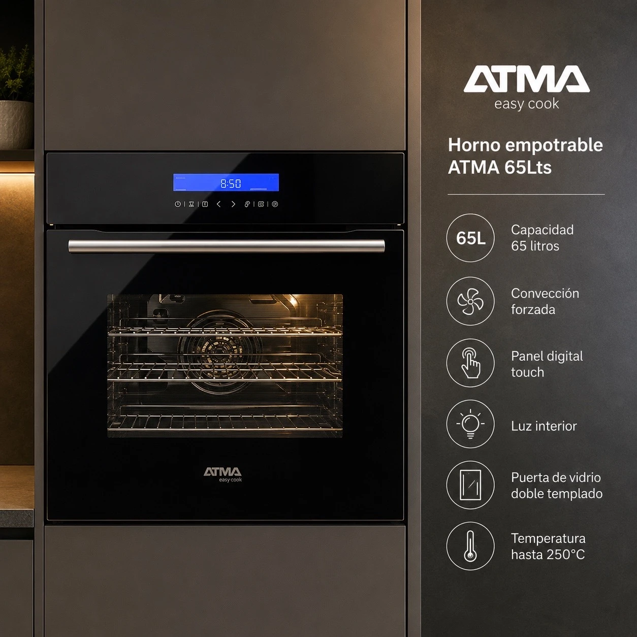 HORNO DE EMPOTRAR ELÉCTRICO ATMA CHE3060D CONTROL TOUCH ‼️SOLO POR PEDIDOS ‼️ 