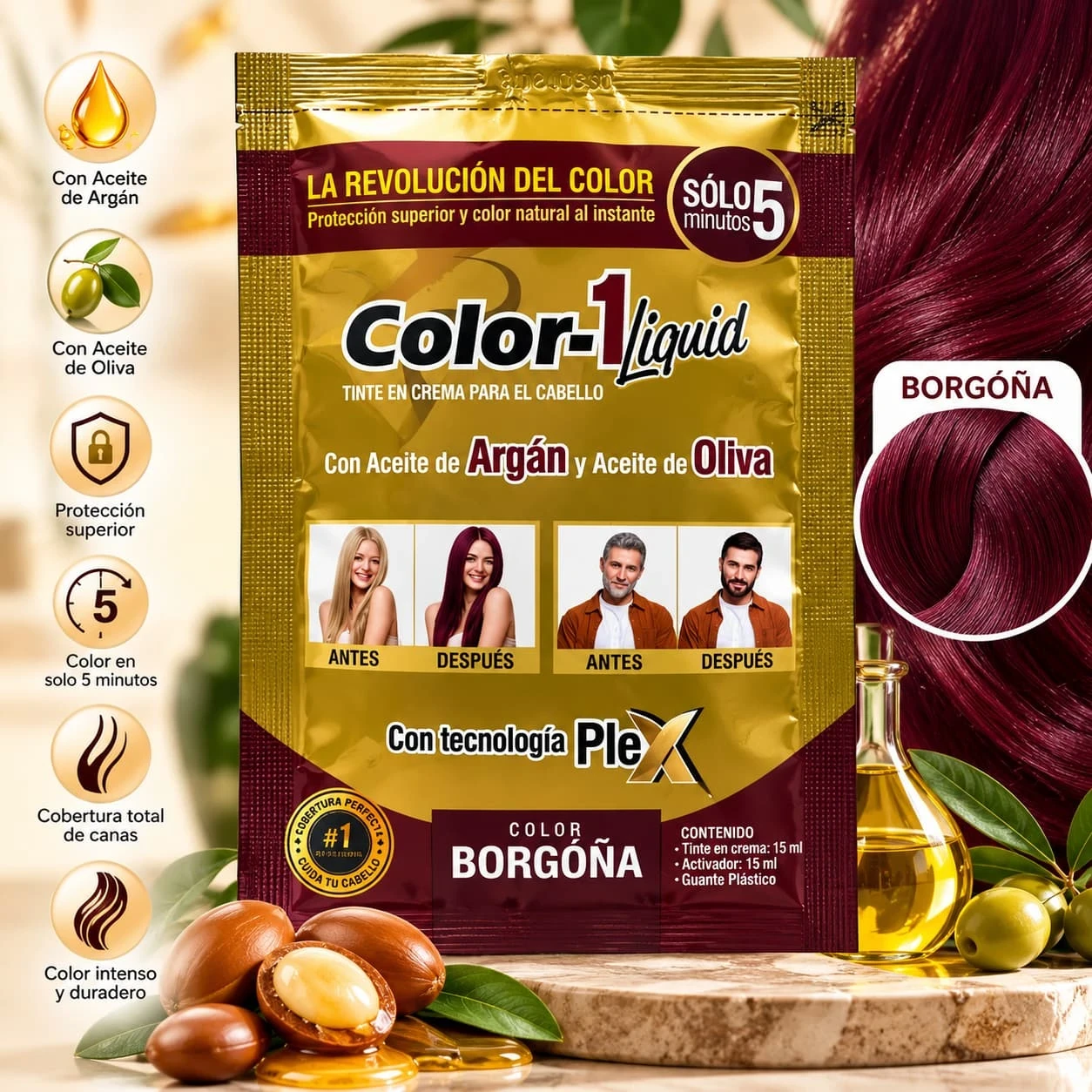 color-1 tintura 5 minutos tono borgoña