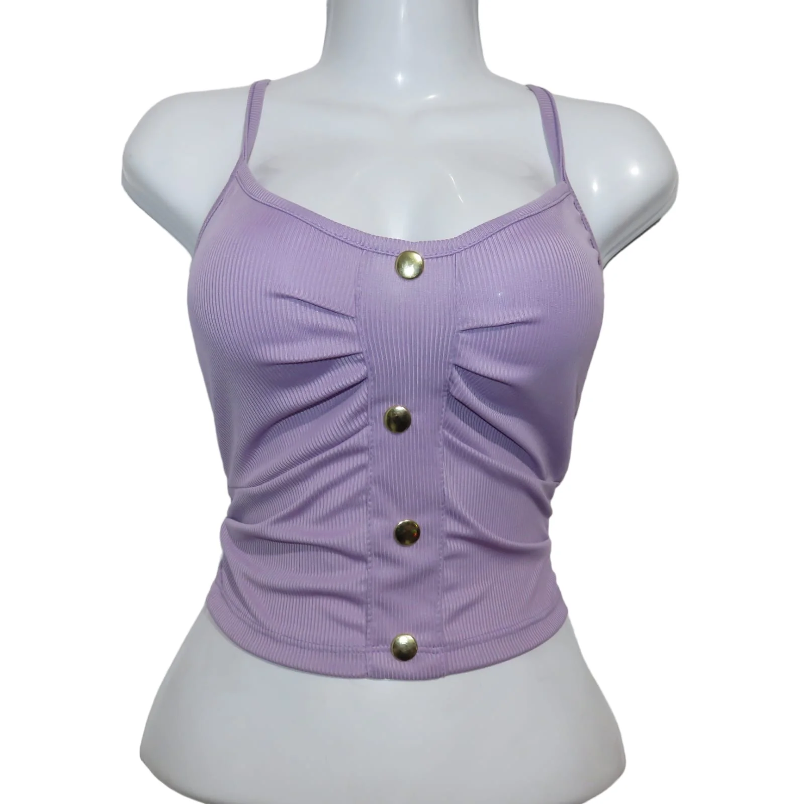 Crop top lila de botones